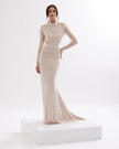 Sophisticated mermaid wedding dress with beading, half roll and open back