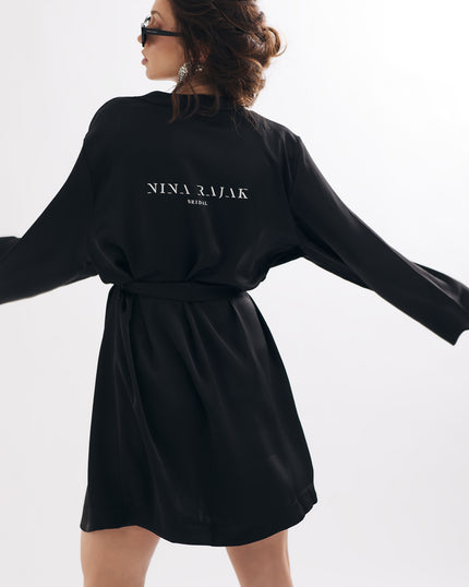 BLACK SATIN BATHROBE