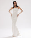 Simple mermaid evening dress made of satin with a slight sheen