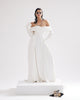 Glamorous wedding dress with open shoulders and sleeves