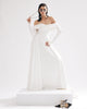 Glamorous wedding dress with open shoulders and sleeves