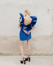 Statement two-piece blue set with a ruffle