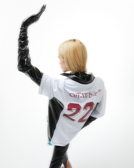 Nina Rajak x Off-White black latex jersey style T-shirt