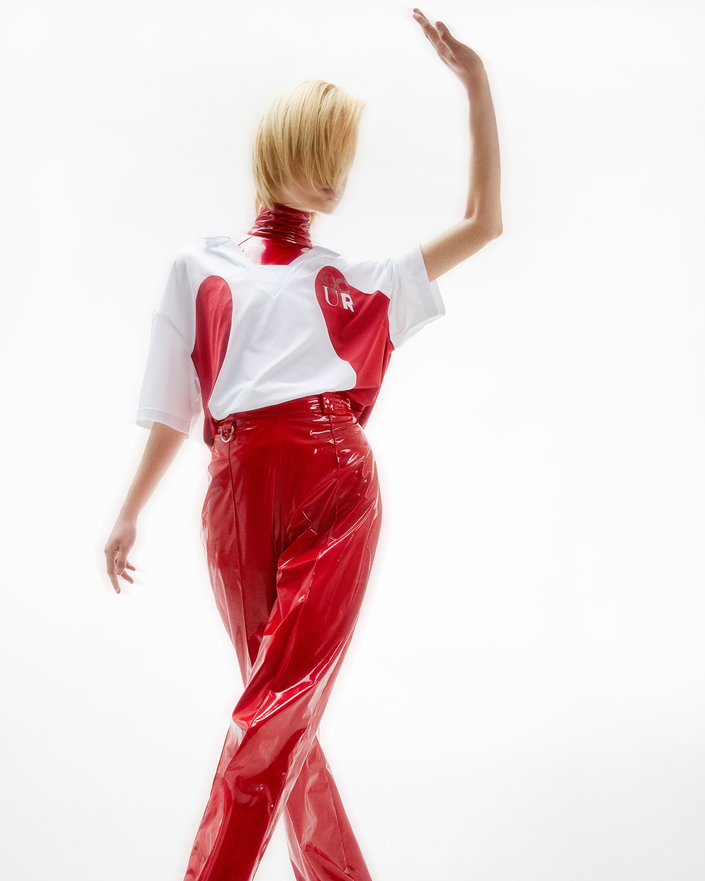 Nina Rajak x Off-White jersey style T-shirt in white and red