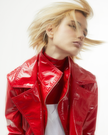Croped latex jacket in red