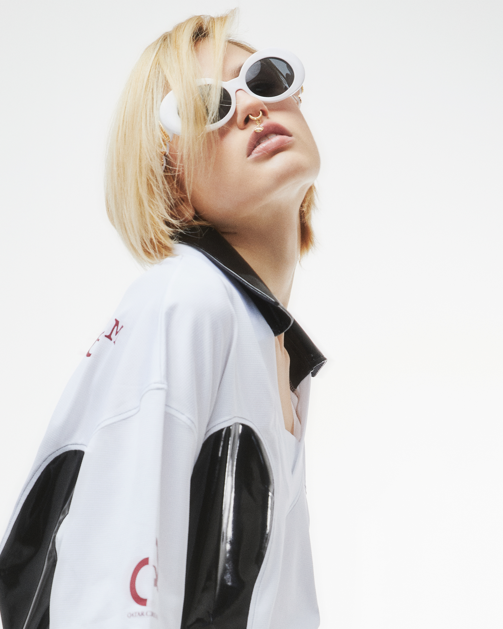 Nina Rajak x Off-White black latex jersey style T-shirt