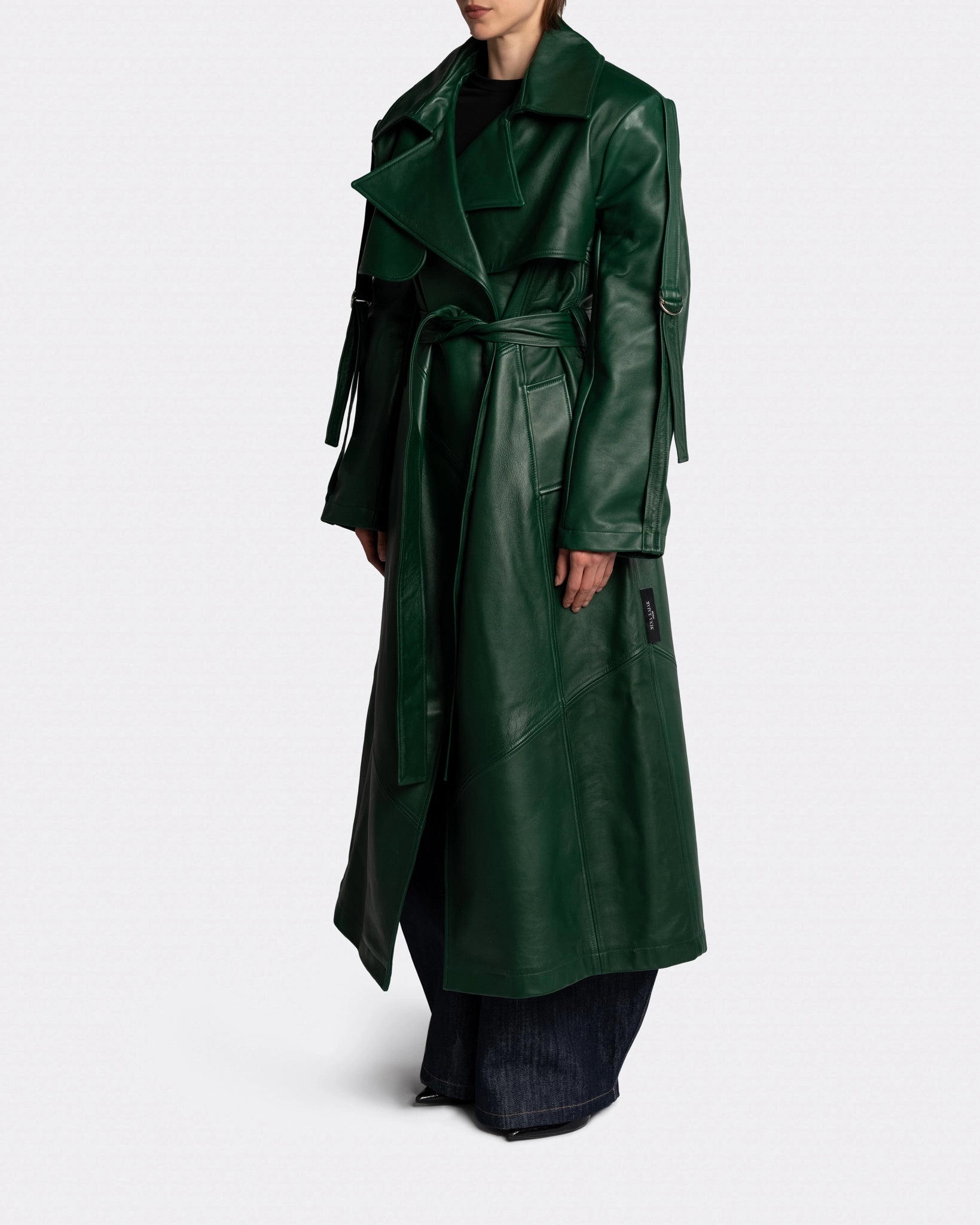 REAL LEATHER TRENCH COAT SIDE